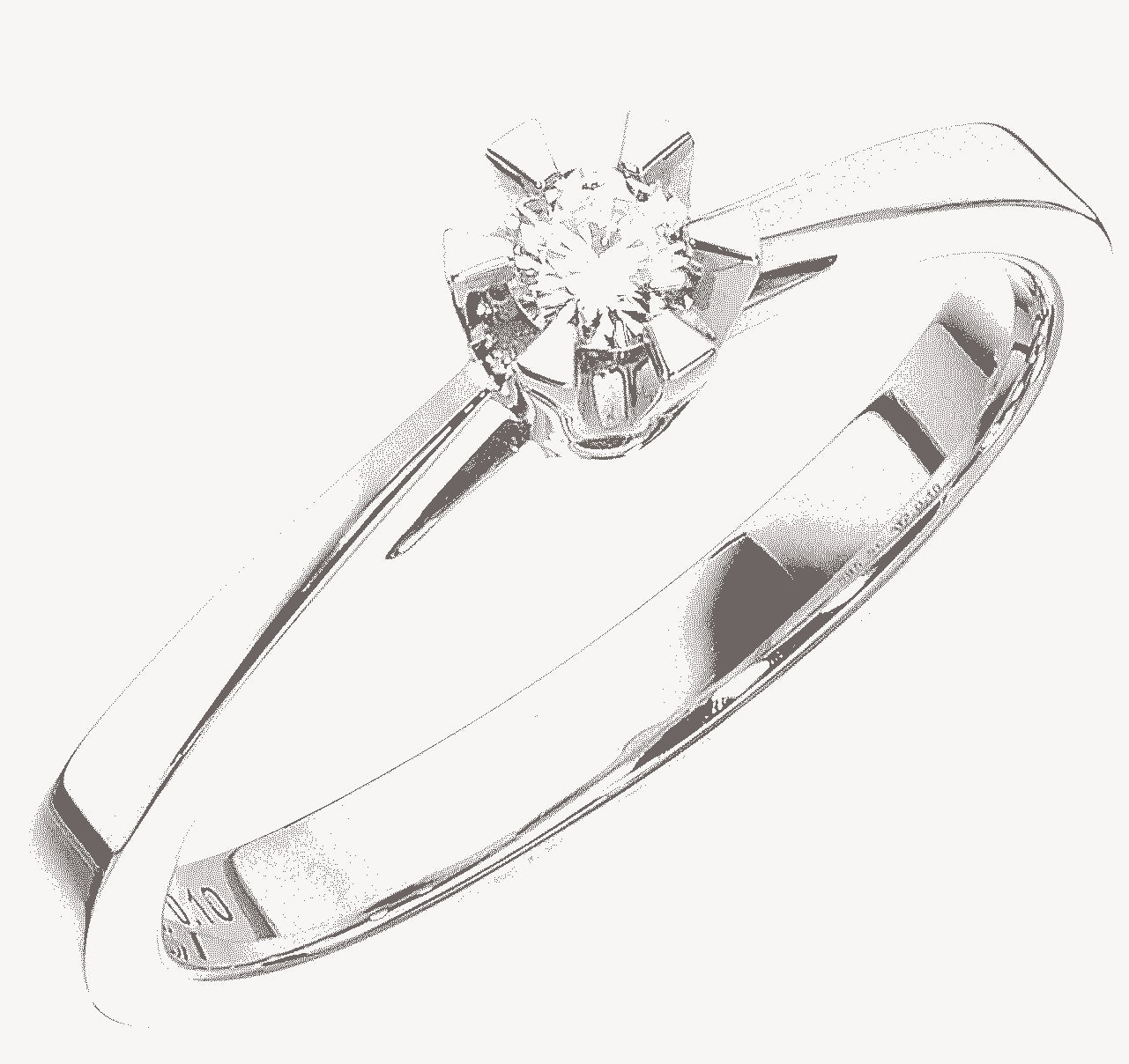 Prinsesse ring i 14 kt hvidguld med diamant 0,03–0,50 ct fra Scrouples.